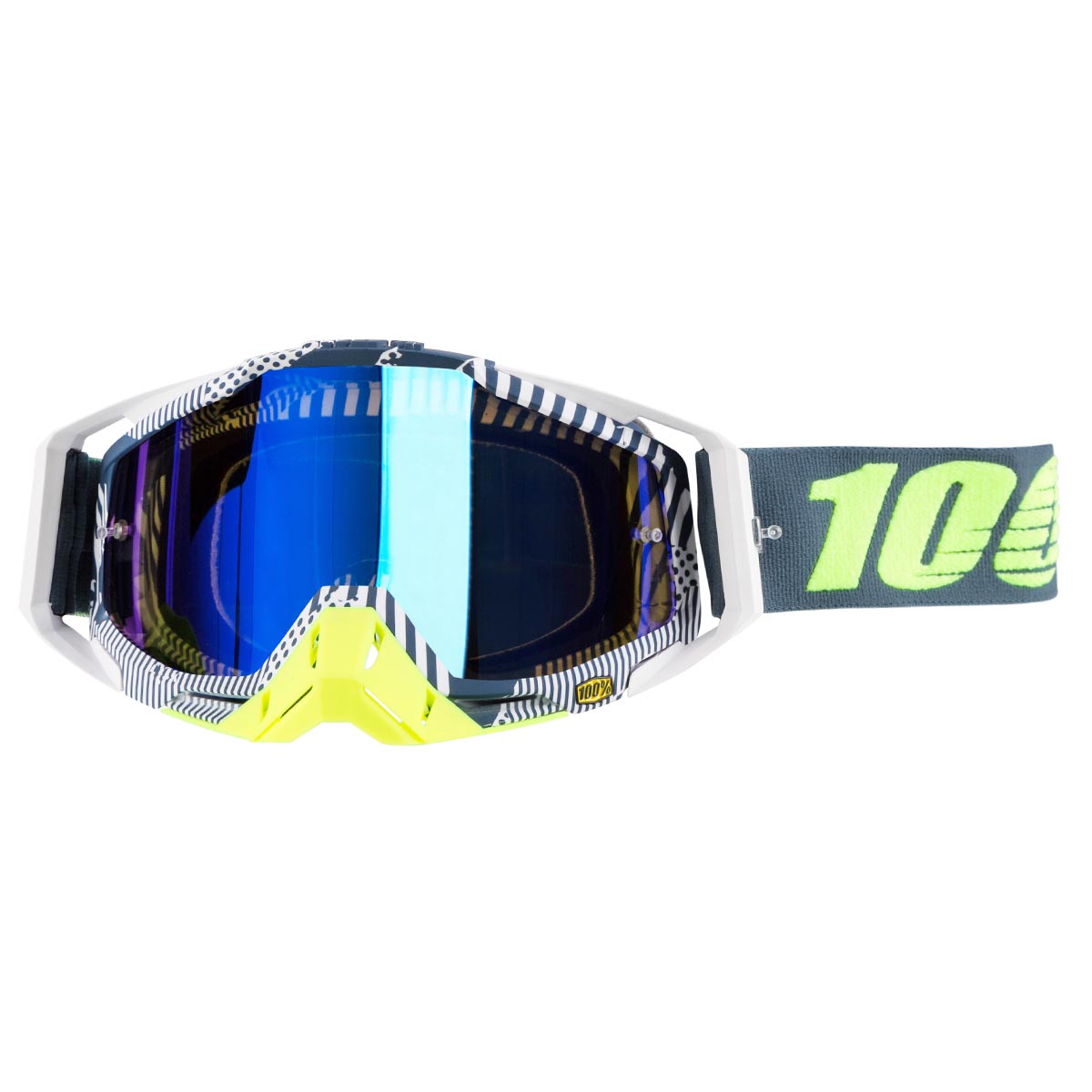 100% Maschera Racecraft Eclipse - Mirror Blue Anti-Fog