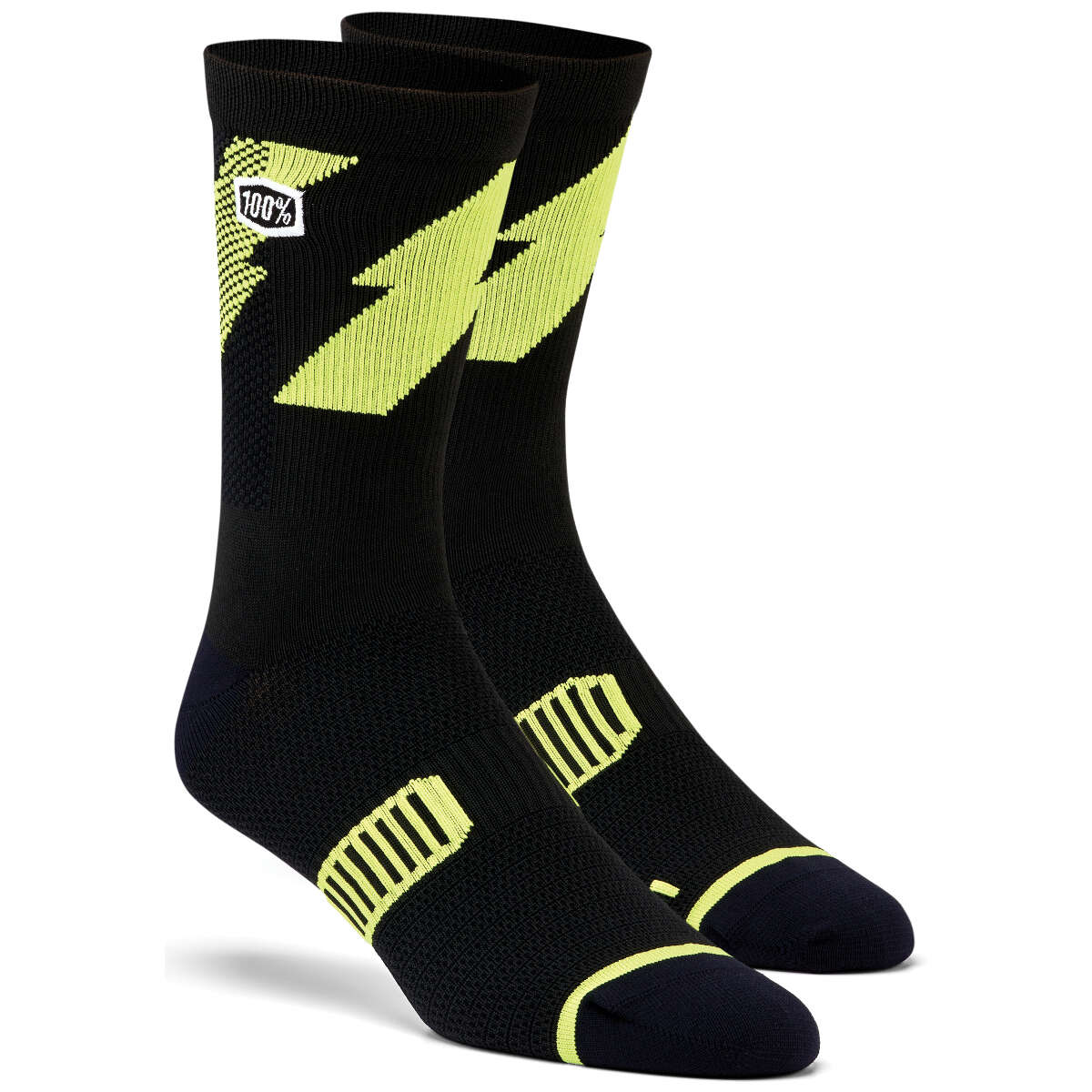 100% Socks Bolt Black/Lime