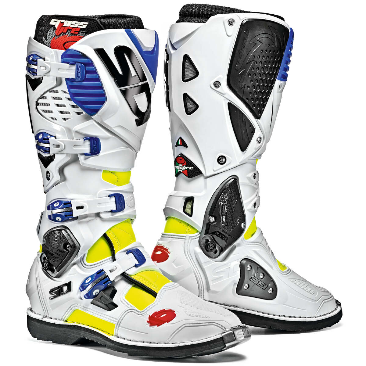 Sidi MX Boots Crossfire 3 White/Blue/Fluo Yellow