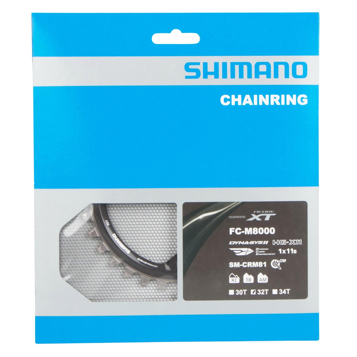96/64 mm SHIMANO MTB-Kettenblatt FC-M8000 Schwarz/Silber 11-Fach 32 Zähne