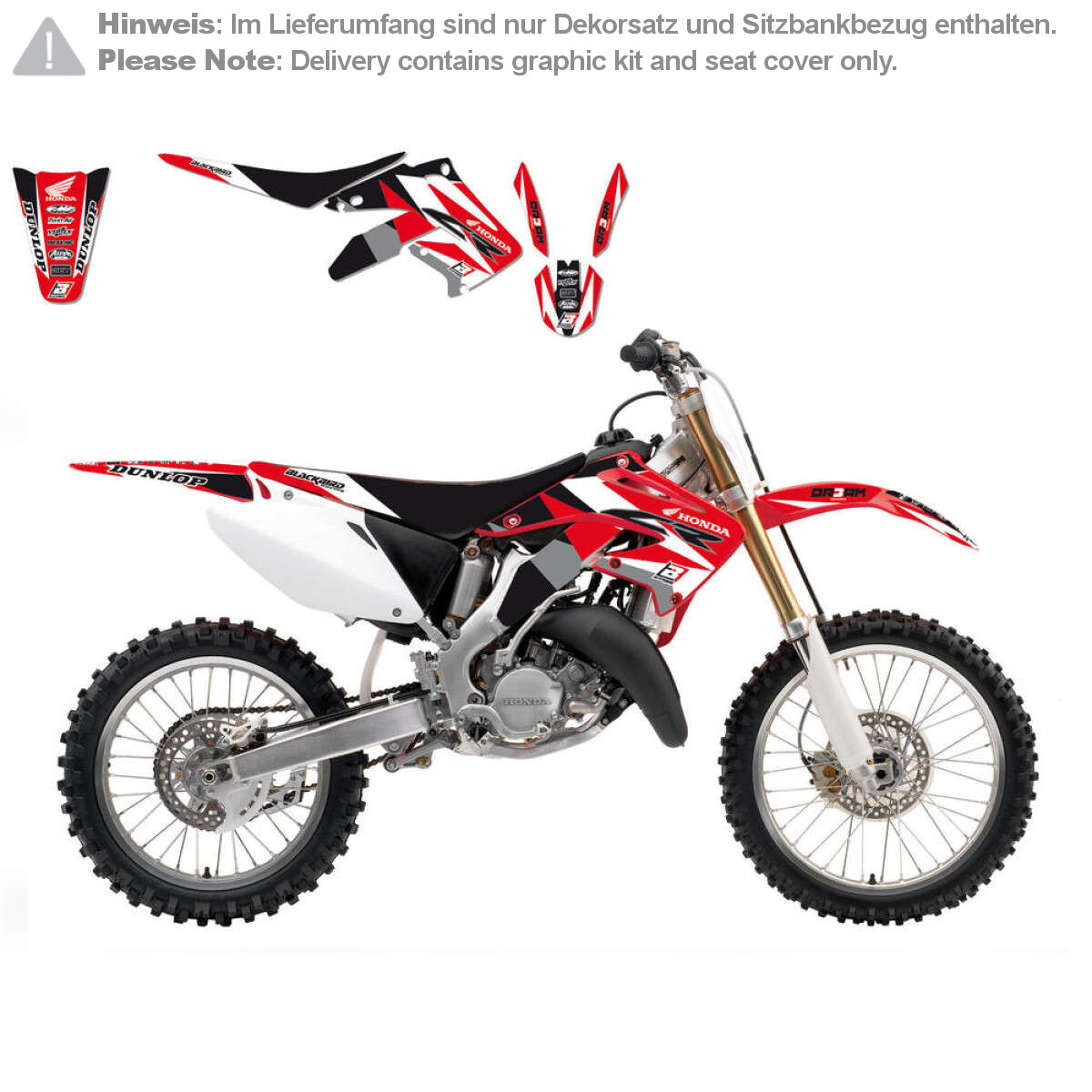 Blackbird Racing Graphic Kit with Seat Cover Dream 3 Honda CR 125/250 02-07, Red/Black/White