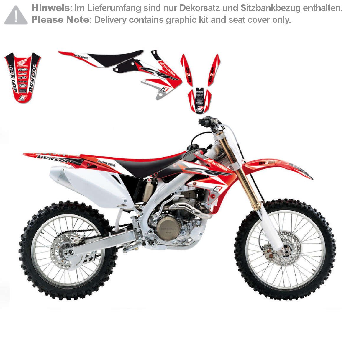 Blackbird Racing Graphic Kit with Seat Cover Dream 3 Honda CR-F 450 05-08, Red/Black/White