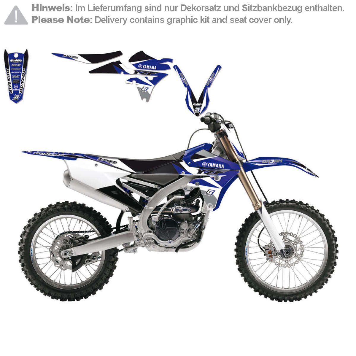Blackbird Racing Graphic Kit with Seat Cover Dream 3 Yamaha YZ-F 250/450 14-17, Blue/Black/White