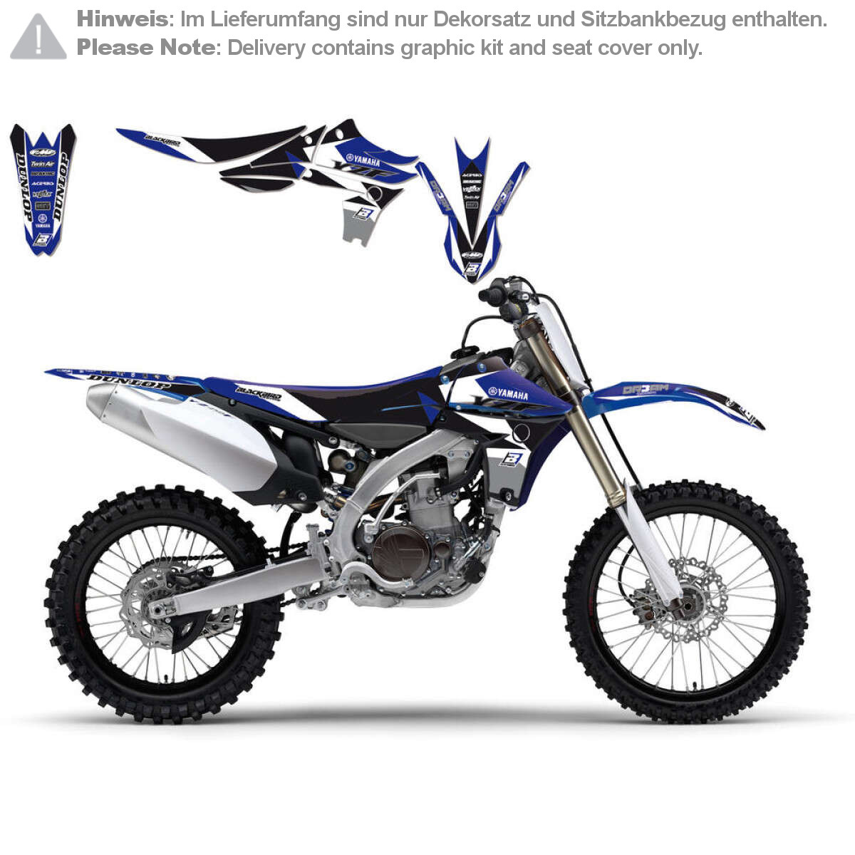 Blackbird Racing Graphic Kit with Seat Cover Dream 3 Yamaha YZ-F 450 10-13, Blue/Black/White