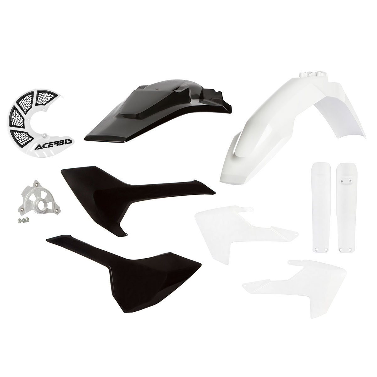 Acerbis Kit Plastique complet avec Protection Disque de Frein Full-Kit Husqvarna TE 125/250/300, FE 250/350/450/501 17-19, White/Black