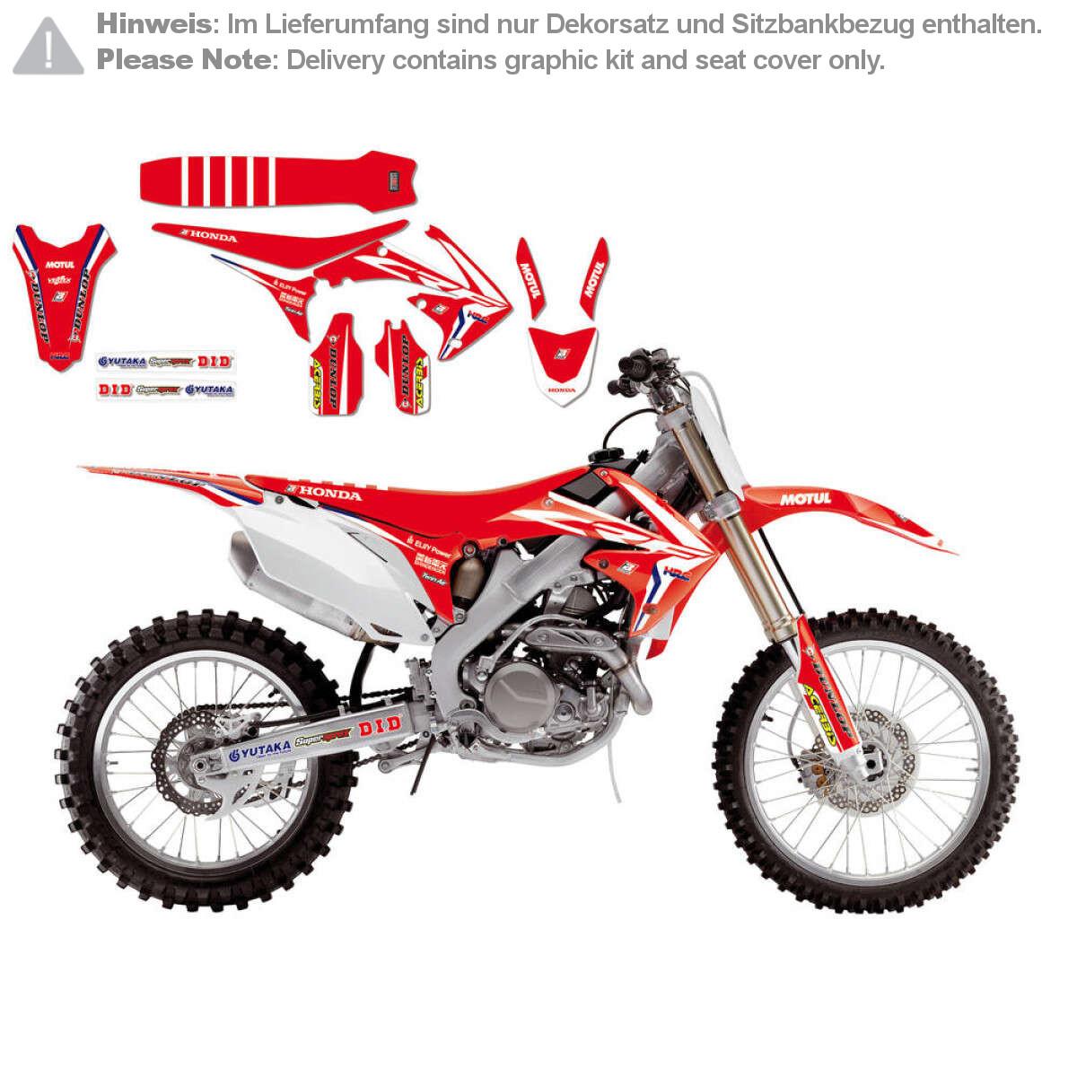Blackbird Racing Graphic Kit with Seat Cover Replica Team Honda CR-F 250 10-13, CR-F 450 09-12, Team HRC '17, Red/White