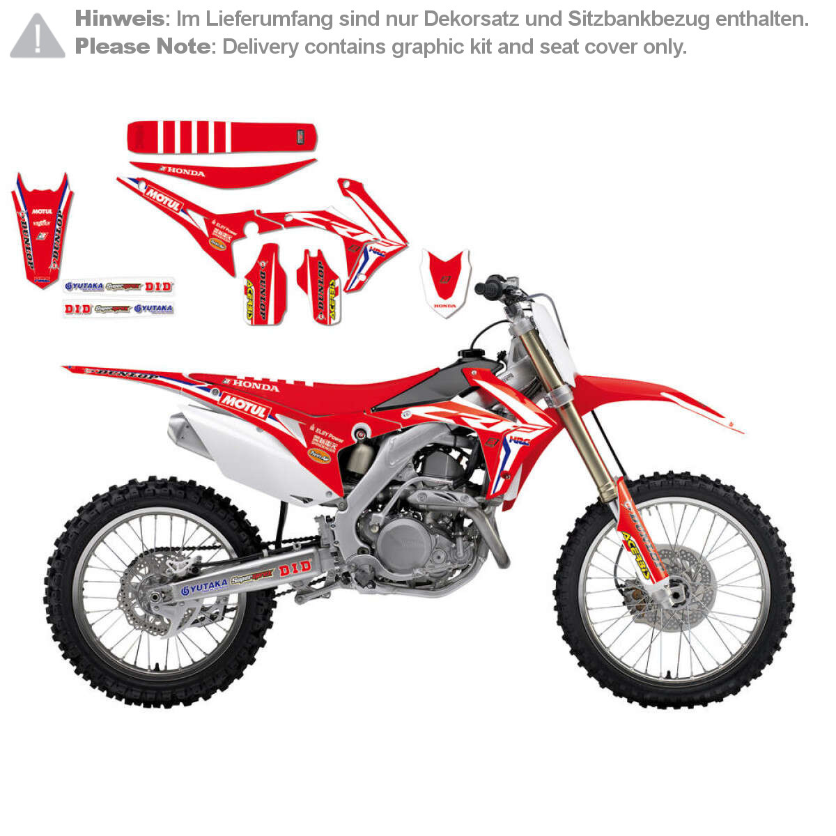 Blackbird Racing Graphic Kit with Seat Cover Replica Team Honda CR-F 250 14-17, CR-F 450 13-16, Team HRC '17, Red/White
