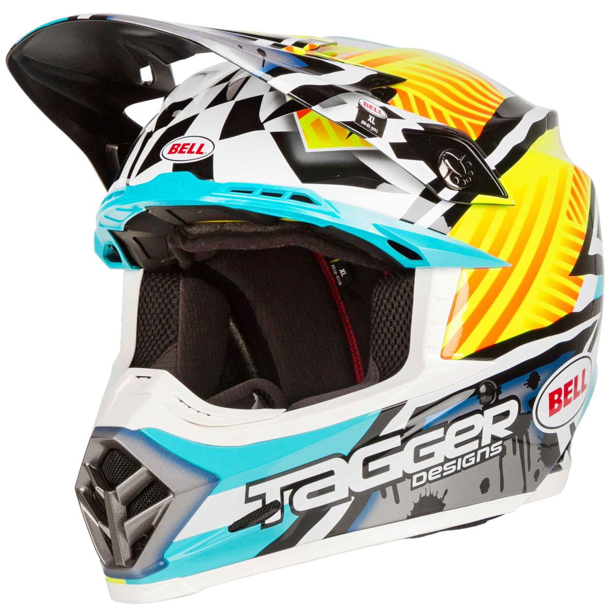 Bell MX Helmet Moto-9 Mips Tagger - Yellow/Blue/White