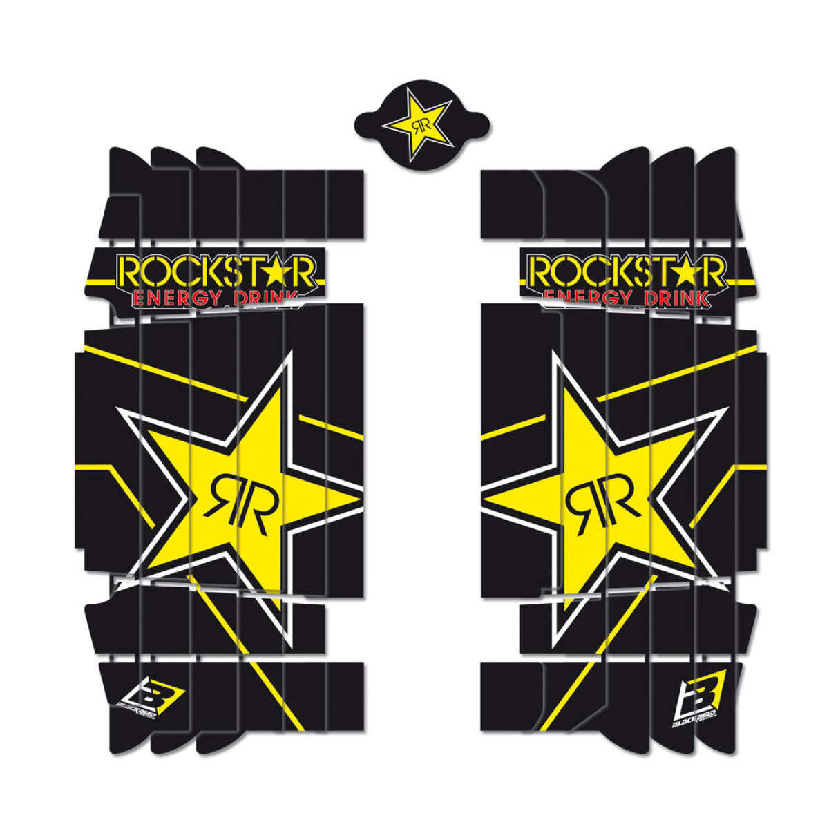 Blackbird Racing Radiator Shroud Decals Rockstar Energy Husqvarna TC/FC 14-15, TE/FE 14-16, Black/Yellow