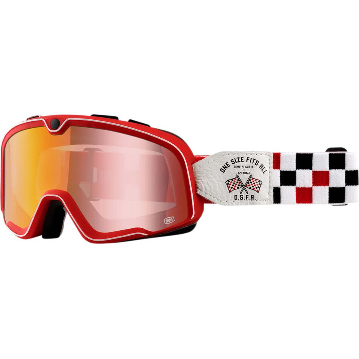 100% Crossbrille The Barstow O.S.F.A. - Rot verspiegelt Anti-Fog