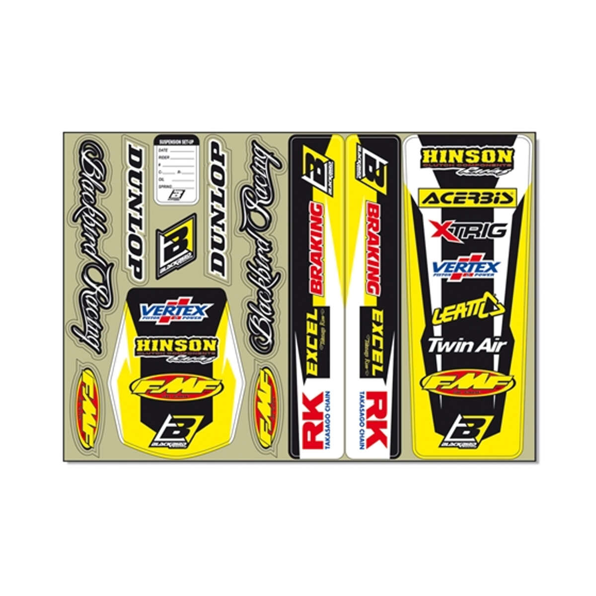 Blackbird Racing Kit Autocollants Logo  Standard, Yellow