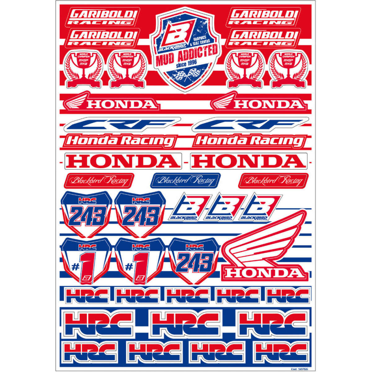 Blackbird Racing Kit Autocollants Logo  Honda Gariboldi