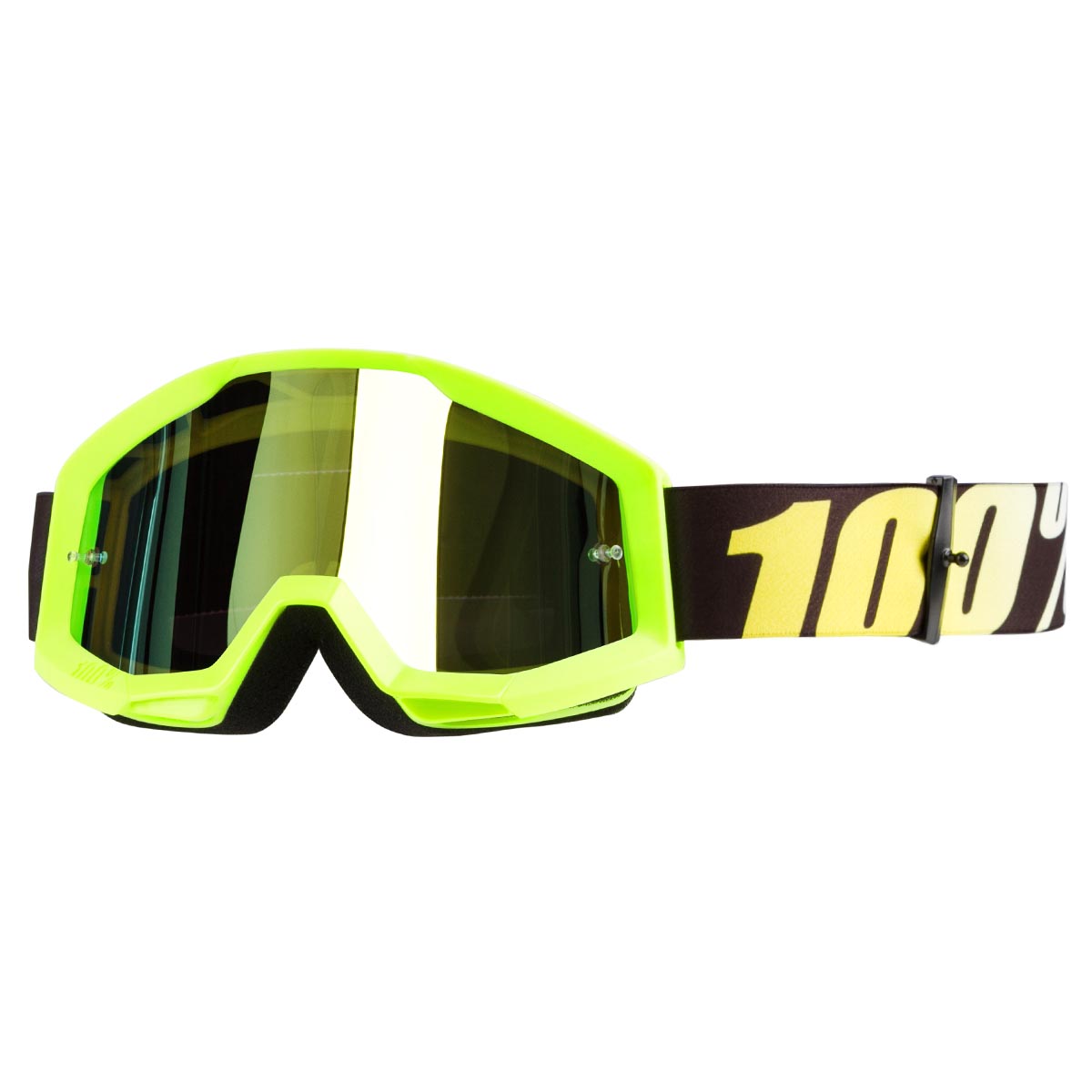 100% Kids Crossbrille Strata Neongelb - Gelb verspiegelt Anti-Fog