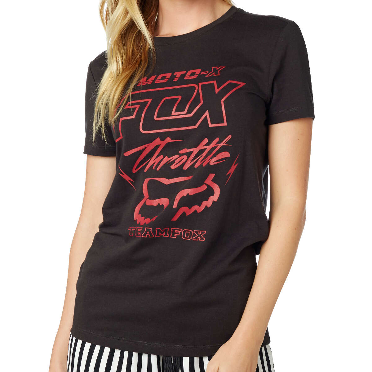 Fox Femme T-Shirt Throttle Maniac Black Vintage