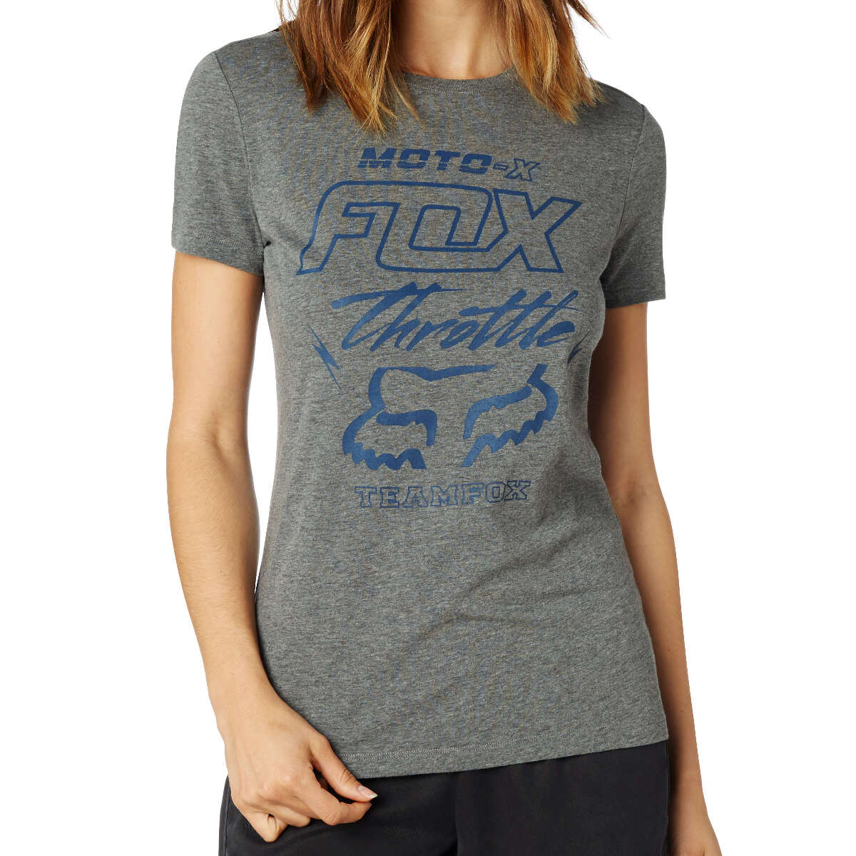 Fox Femme T-Shirt Throttle Maniac Heather Graphite