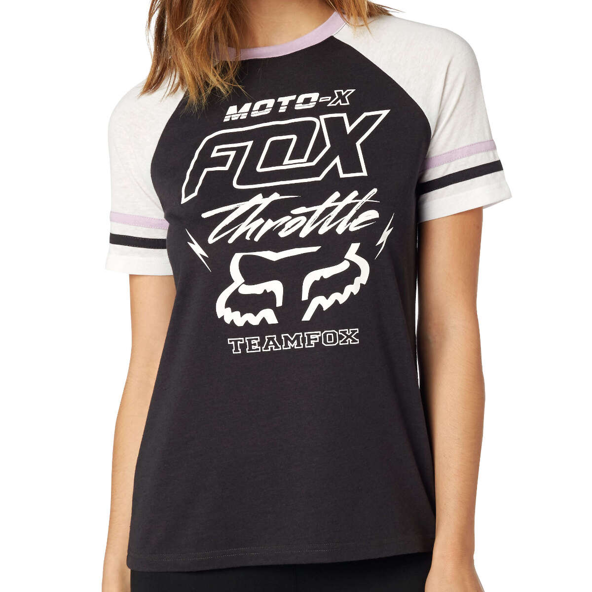 Fox Girls T-Shirt Throttle Maniac Top Vintage Schwarz