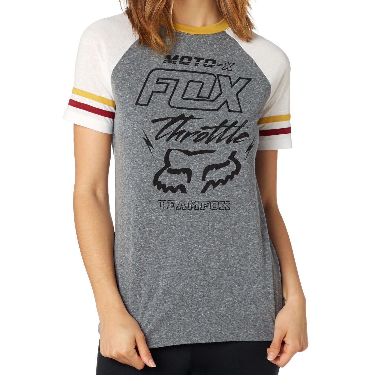 Fox Donna T-Shirt Throttle Maniac Top Heather Graphite