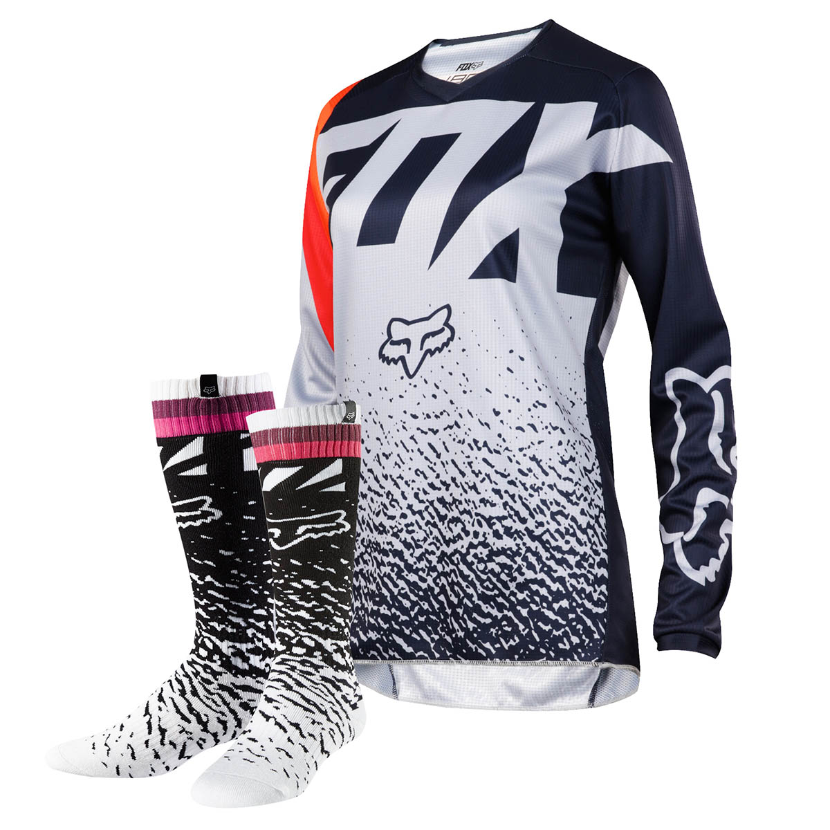 Fox Bundle-Angebot Girls Jersey  + Fox Socken schwarz/pink