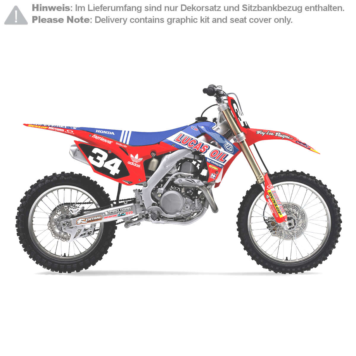 N-Style Graphic Kit with Seat Cover TLD Honda CR 02-07, Red/Blue