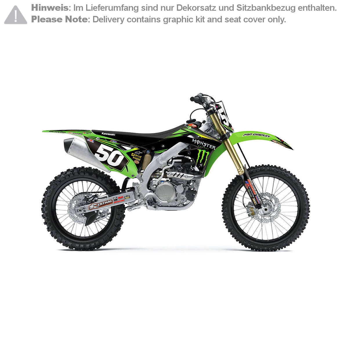 N-Style Graphic Kit with Seat Cover Team Pro Circuit 2015 Kawasaki KX-F 450 12-15, Green/Black