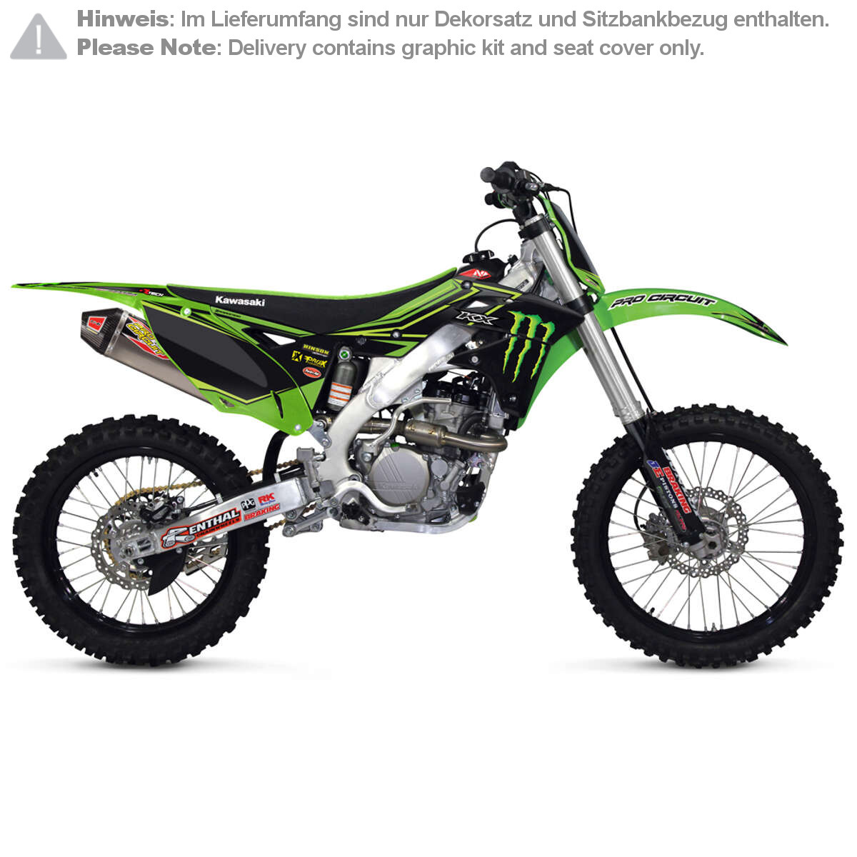 N-Style Graphic Kit with Seat Cover Team Pro Circuit 2016 Kawasaki KX-F 450 16-, Green/Black