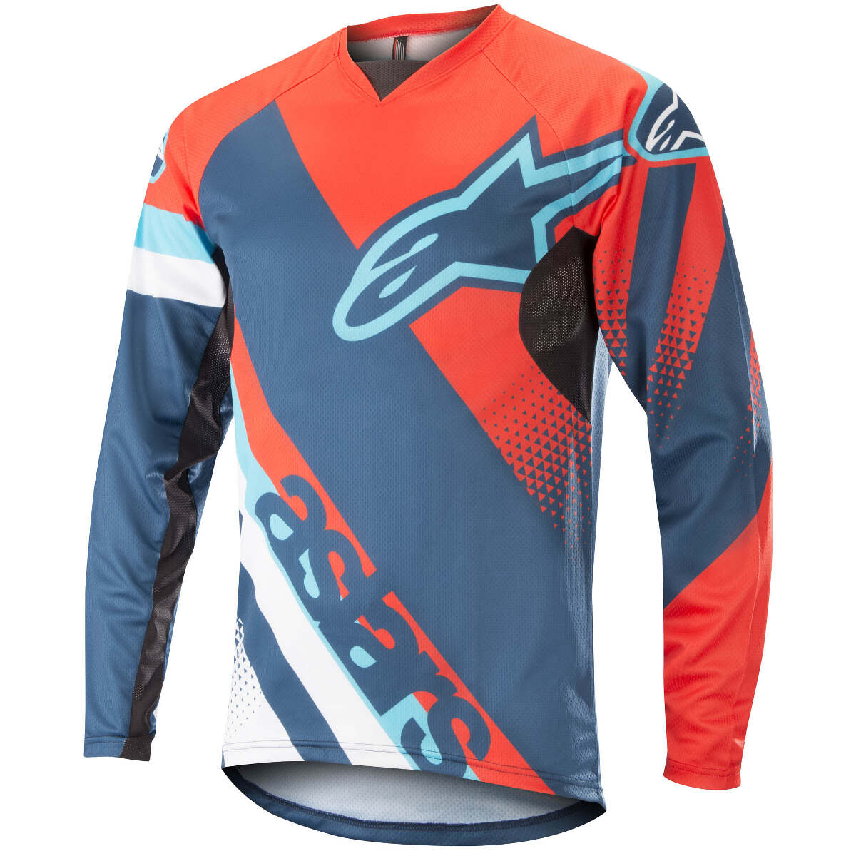 Alpinestars Downhill Jersey Long Sleeve Racer Energy Orange/Poseidon Blue