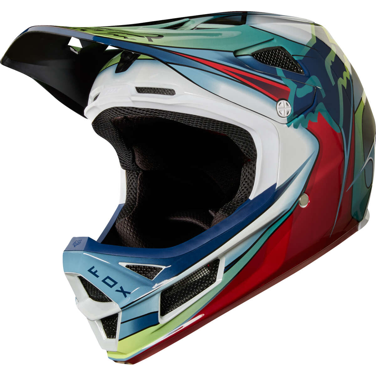 Fox Downhill MTB Helmet Rampage Pro Carbon Kustom - White/Red/Black