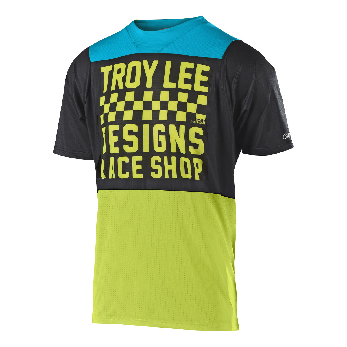 Troy Lee Designs Kids Trail Jersey Short Sleeve Skyline Checker - Black/Lime