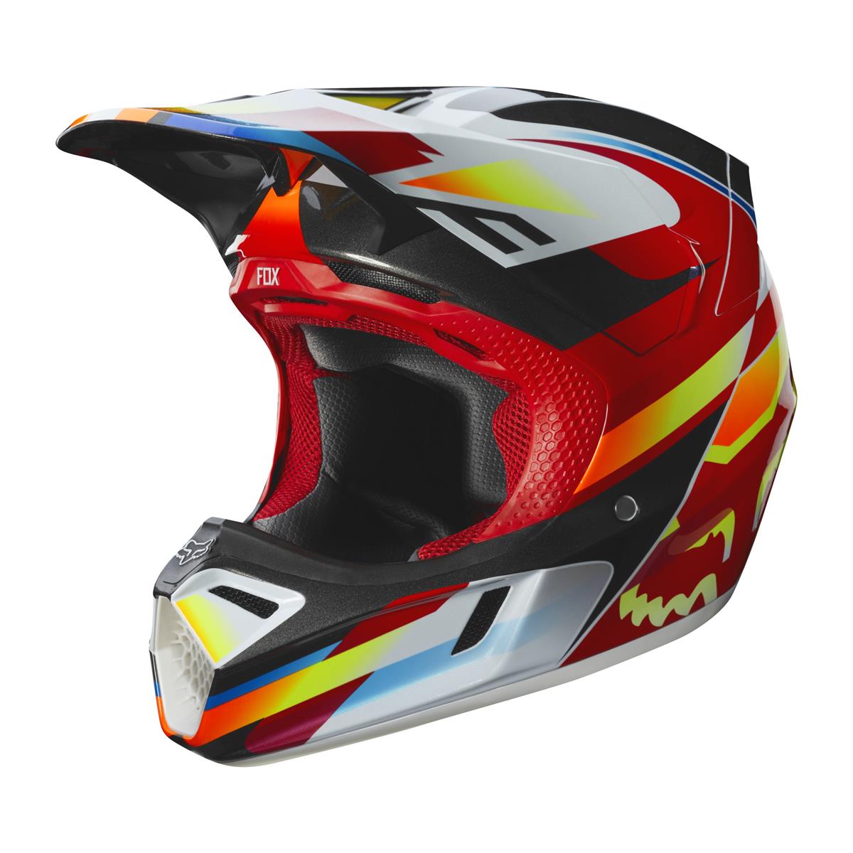 Fox Helmet V3 Motif - Red/Yellow