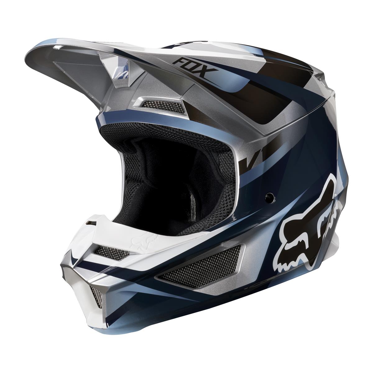 Fox Helm V1 Motif - Blau/Grau