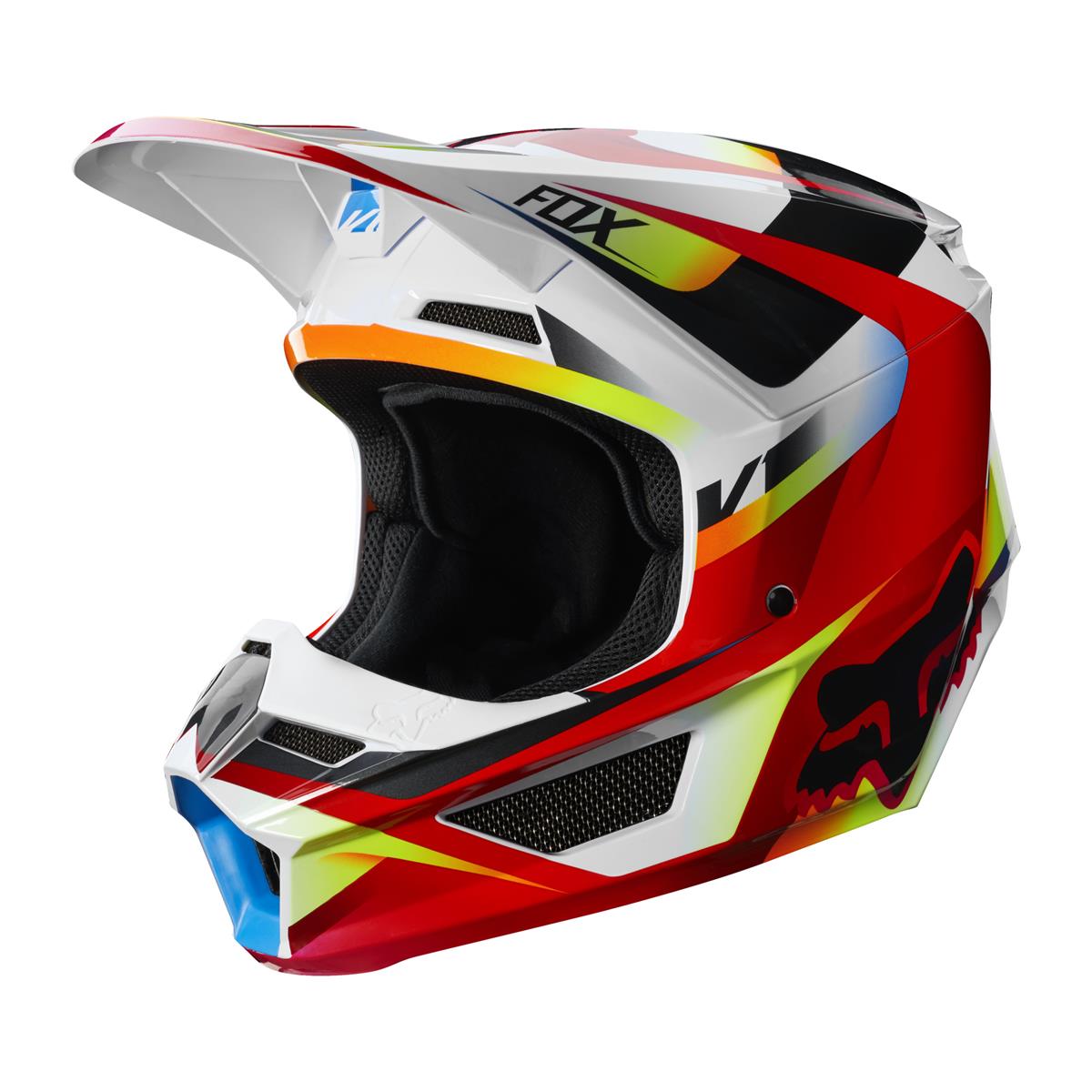 Fox Motocross-Helm V1 Motif - Rot/Weiß