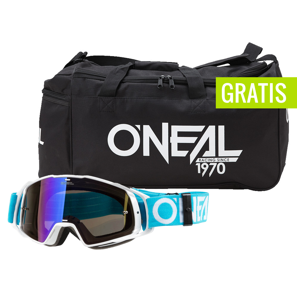 O'Neal MX Goggle B20 Flat Teal/White - Radium Anti-Fog + free gear bag